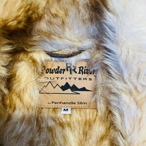 Powder River Outfitters Panhandle Slim Vest Faux Fur Brown Suede Women's Medium
